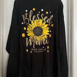 Simply Southern Black Tee with Blue Logo Tag